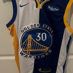 Steph Curry Blue and white Mismatch jersey